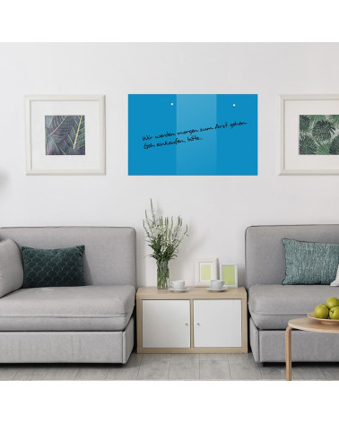 Glasmagnettafel Magnetisches Whiteboard Smatab® aus blauem Coelina-Glas